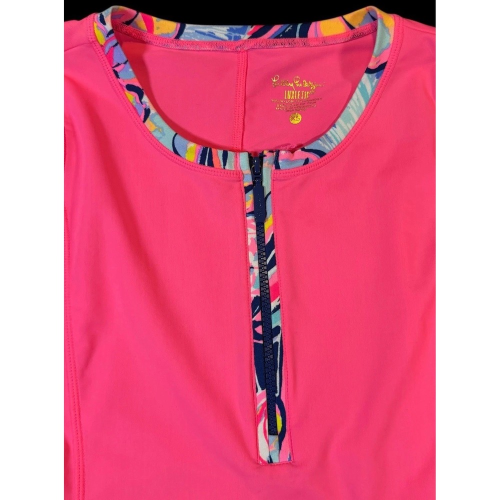 Lilly Pulitzer Luxletic Kona Sunguard 1/4 Zip Pullover UPF 50+ Women XS Hot Pink